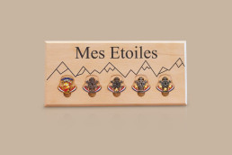 Tableau médailles ski bois 5 emplacements